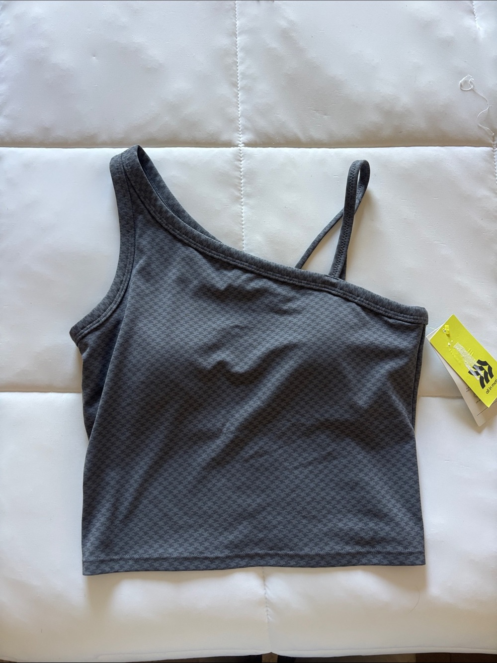 all in motion One-Shoulder Bandeau Tank Top in Charcoal Gray